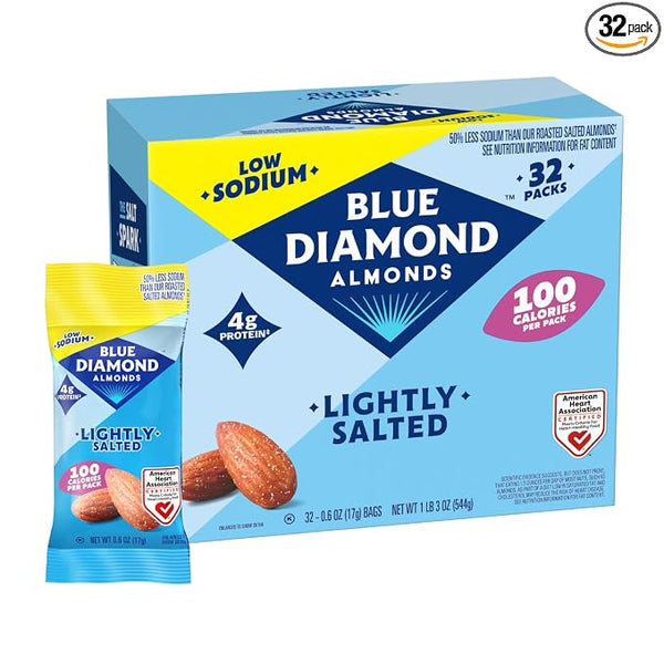 32-Pack Blue Diamond Almonds Low Sodium Lightly Salted Snack Nuts