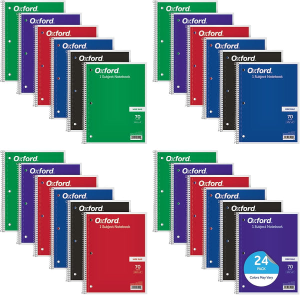 24-Pack Oxford Spiral Notebooks