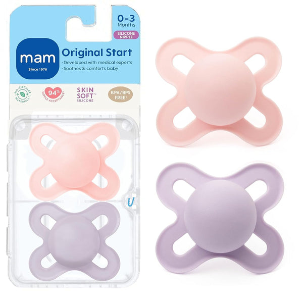 2-Pack MAM Original Start Baby Pacifiers 0-3 Months