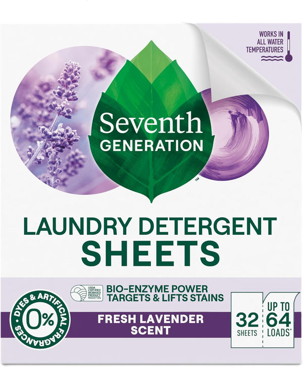 32-Count Seventh Generation Lavender Laundry Sheets