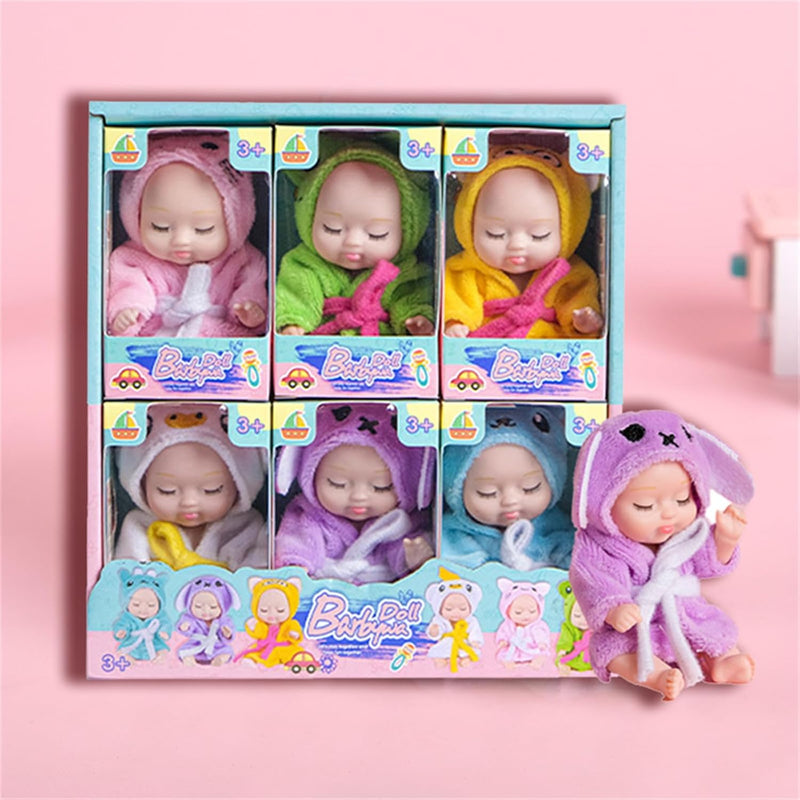 6 Pcs 4.3 Inch Mini Baby Dolls Set