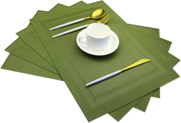 Set of 4 Woven Vinyl Non Slip Plastic Placemats
