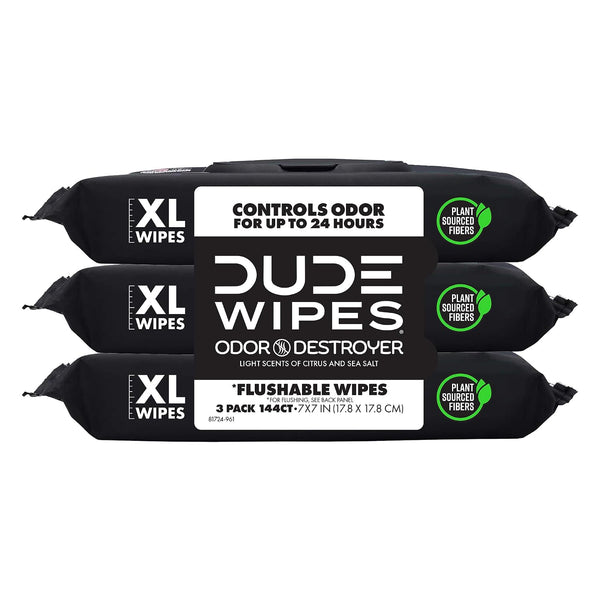 144 Count DUDE Wipes Flushable Deodorizing Wet Wipes
