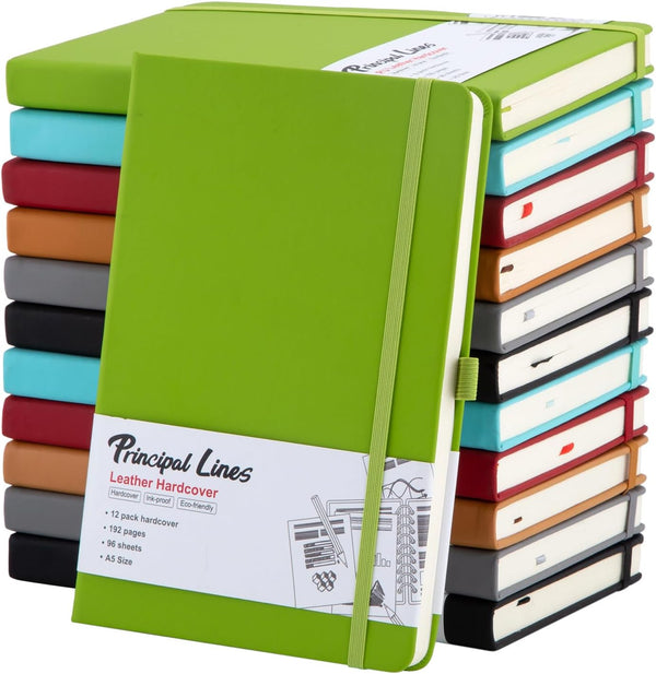 12-Pack A5 Lined Hardcover Journal Notebooks