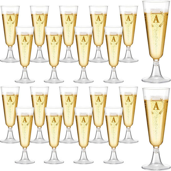 20 Personalized Plastic Champagne Flutes