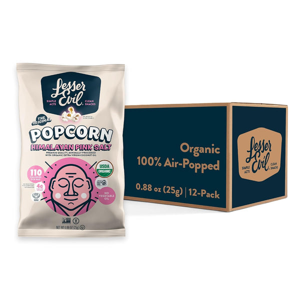 24 Bags LesserEvil Himalayan Pink Salt Popcorn (0.46oz)