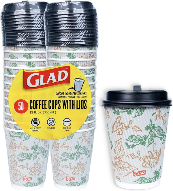 100-Count Glad Disposable Coffee Cups with Lids