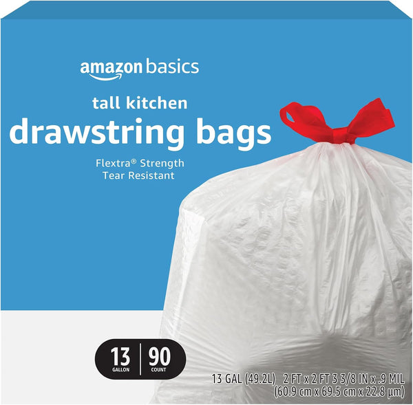 90 Amazon Basics 13 Gallon Flextra Strength Trash Bags