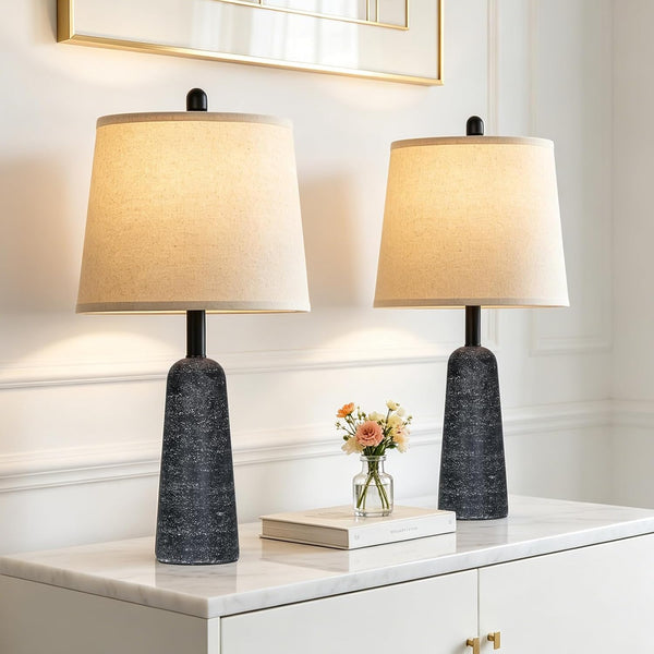 2-Pack Modern Faux Stone Table Lamps Set