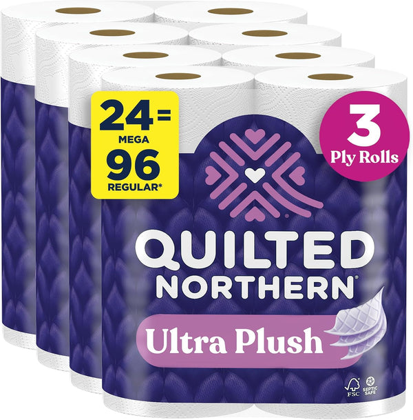 24 Mega Rolls Quilted Northern Ultra Plush Toilet Paper