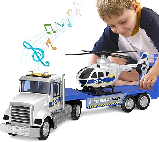 Police Truck Helicopter Toy Set