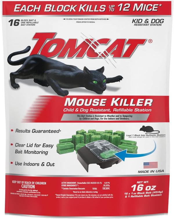 Tomcat Mouse Killer, Refillable Station and 16 Baits