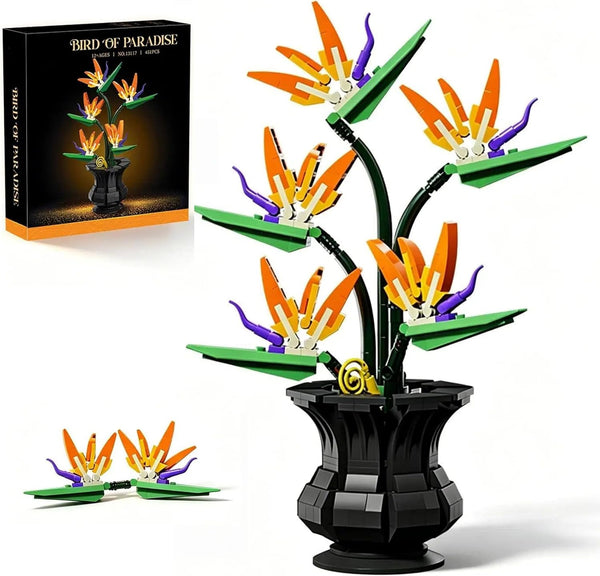 Bird of Paradise Flower Building Blocks Set with Pot