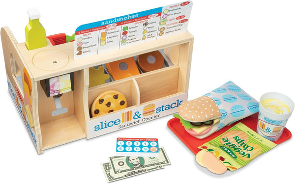 Melissa & Doug Slice & Stack Wooden Sandwich Counter Play Set