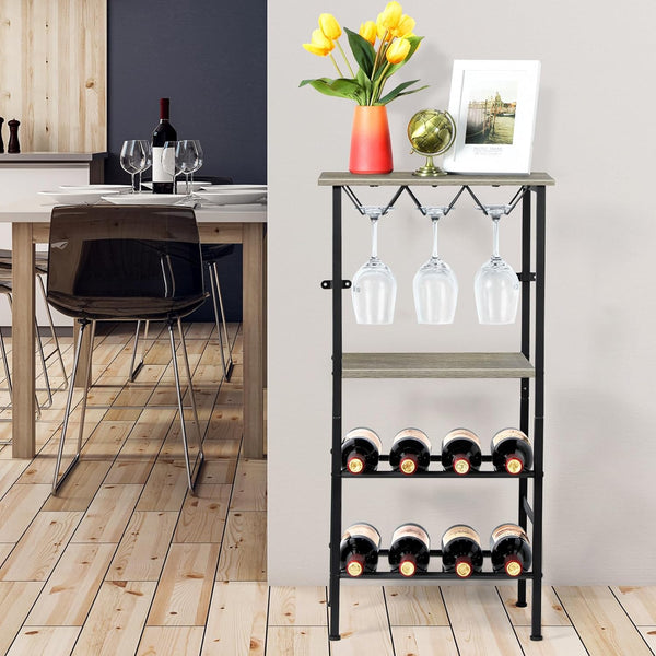Wine Rack Table with Bottle Holder