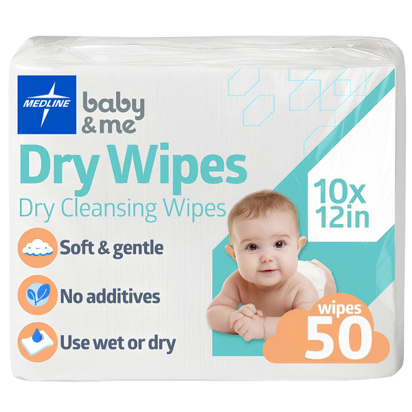 50-Count Medline Ultrasoft Disposable Dry Cleansing Cloths