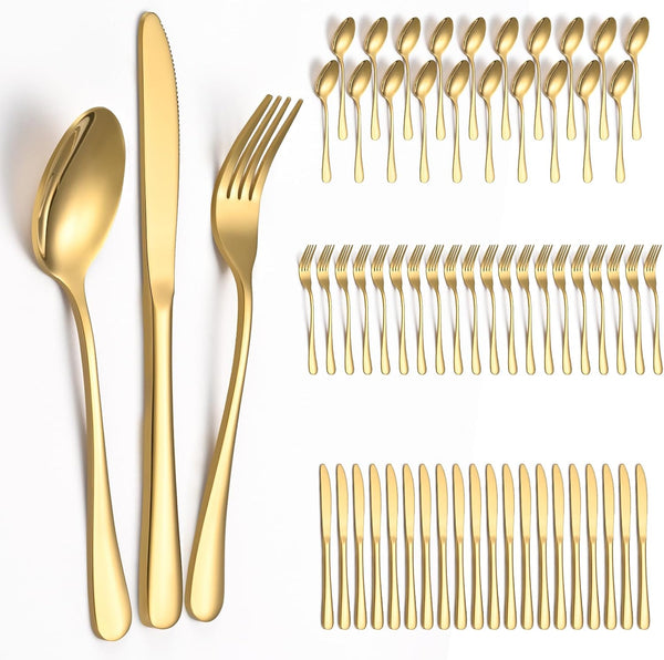 60 Piece Gold Silverware Set