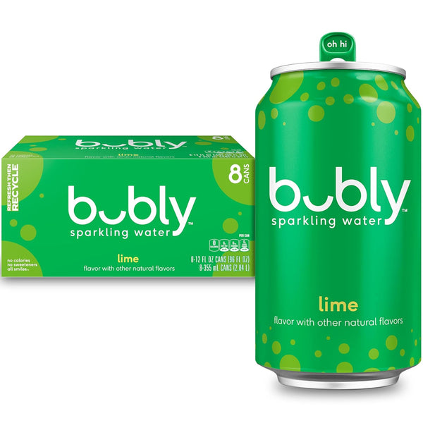 8 Cans Bubly Lime Sparkling Water