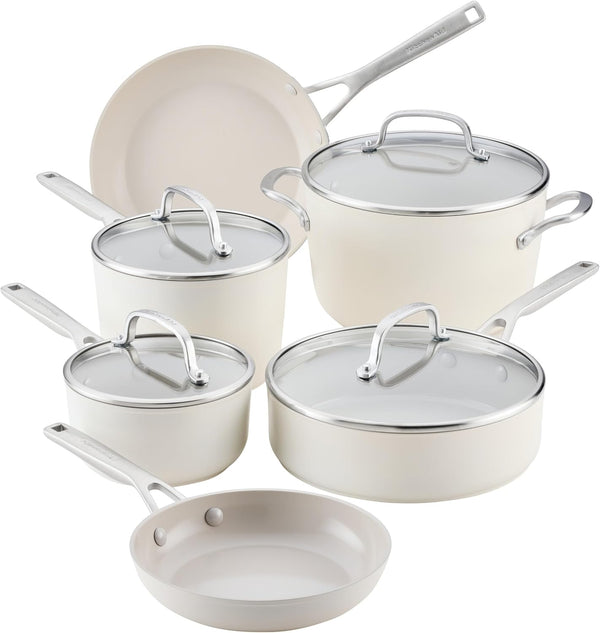 10 Pcs KitchenAid Ceramic Induction Cookware Set