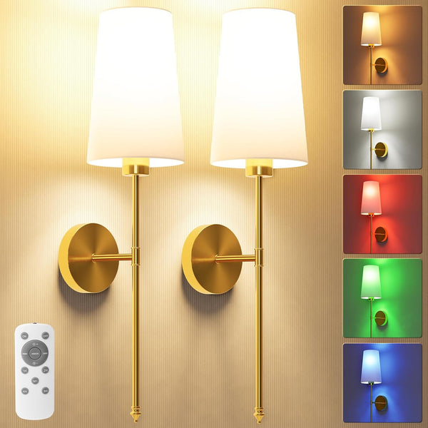Set of 2 Battery Operated Dimmable Wall Sconce Set