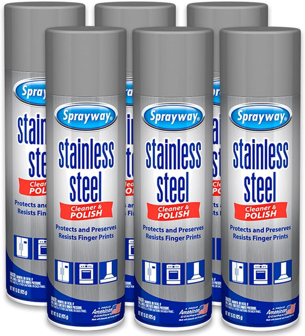 6-Pack Sprayway Stainless Steel Cleaner Aerosol Spray