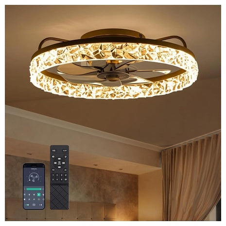20” Ceiling Fan Fandelier With Lights & Remote Control
