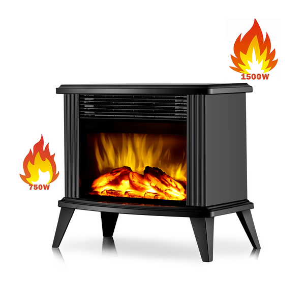 Fireplace Heater With Virtual Flame & Shutoff Safety
