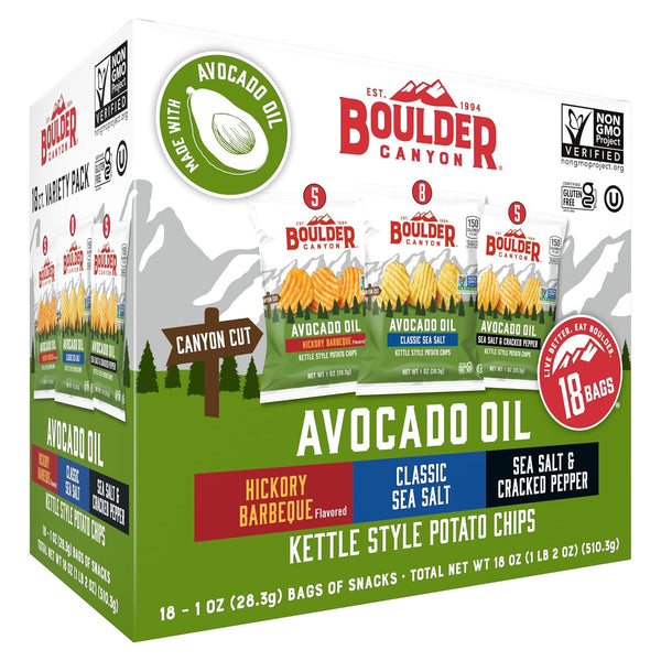 18 Bags Boulder Canyon Avocado Oil Kettle Chips Variety