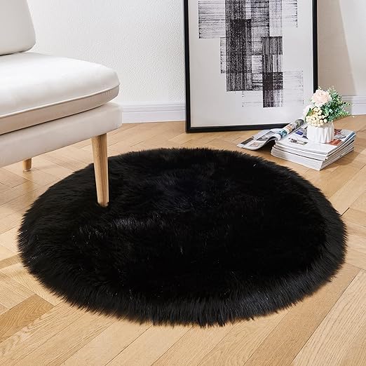 Ultra Soft Fluffy Faux Fur Round Rug