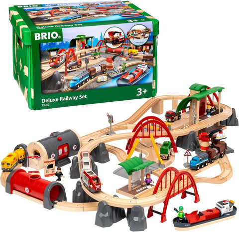 BRIO 87-Piece Deluxe Wooden Railway Set
