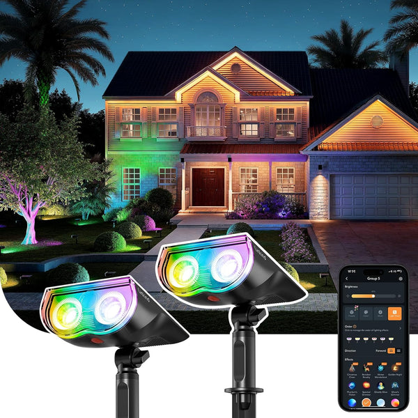2-Pack Smart Solar Spot Lights