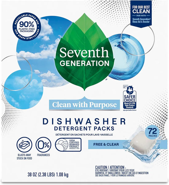72 Count Seventh Generation Dishwasher Detergent Packs for sparkling d 72 Count Seventh Generation Dishwasher Detergent Packs for sparkling d