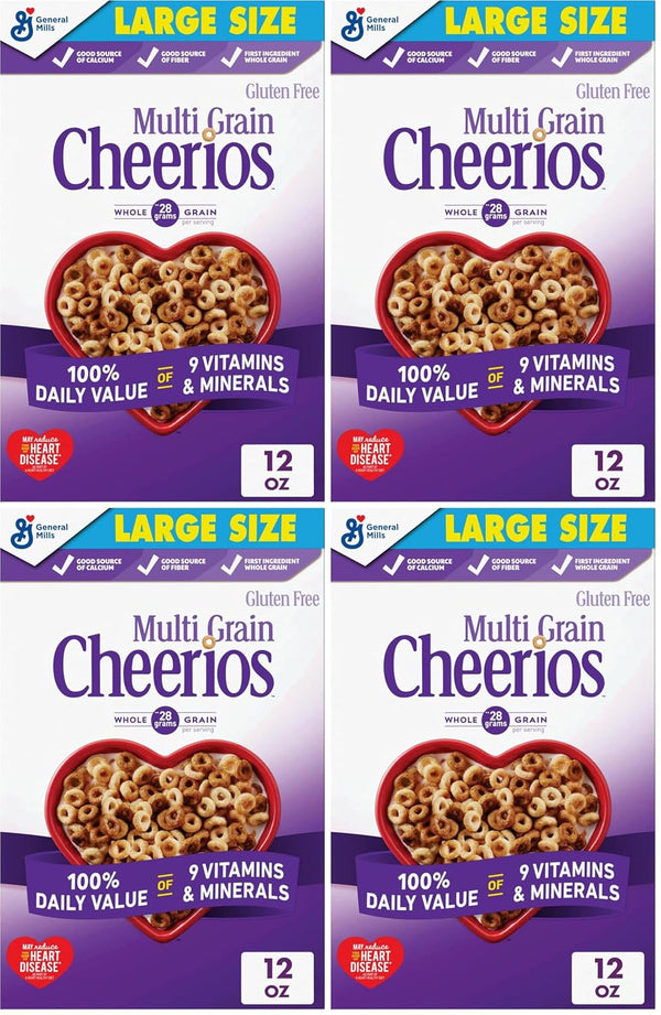 4-Pk Multi Grain Cheerios, Large Size Cereal Box