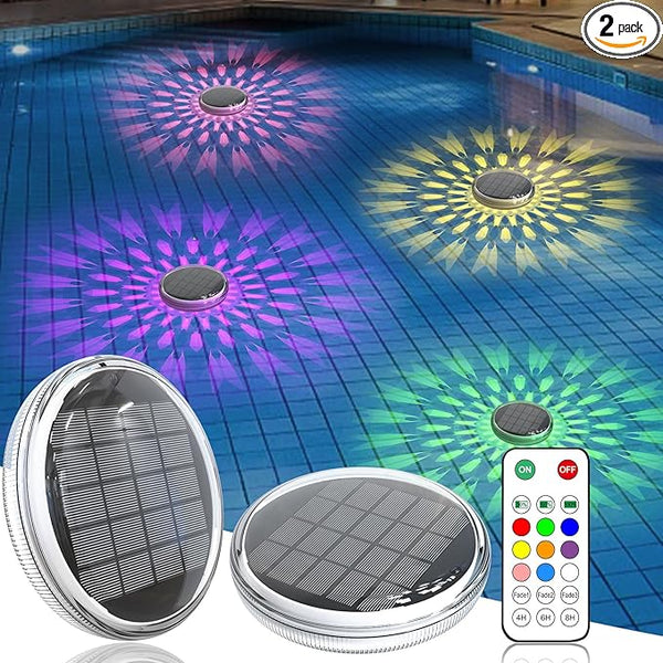 2 Pack Solar Floating Pool Lights with Remote
