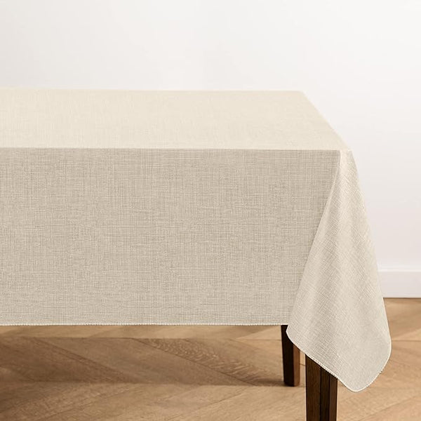 Elrene Home Fashions Linen Inspired Water and Stain-Resistant Vinyl Tablecloth