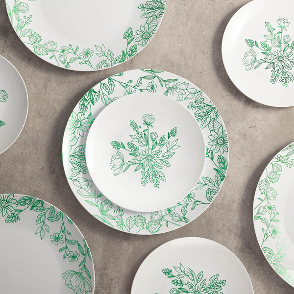 50 Pcs Floral Plastic Disposable Plates