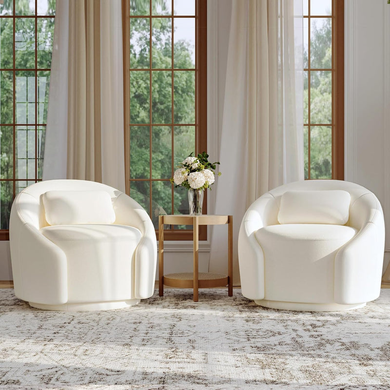 2-Pcs 360°Swivel Accent Chairs