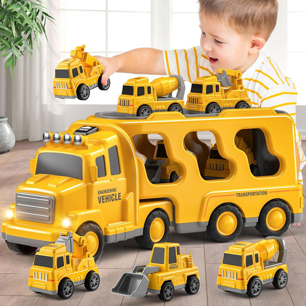 5 in 1 Construction Truck Toy Set with Lights