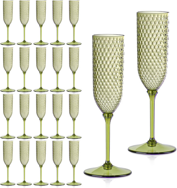 24 Pack Green Detachable Wine Toasting Glasses