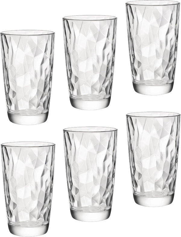 6 Pack Bormioli Rocco Diamond Cooler Glasses 16 Oz