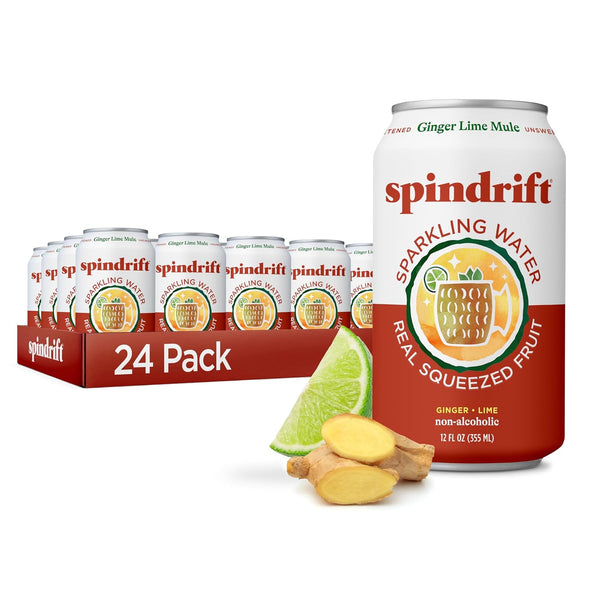 24 Cans of Spindrift Sparkling Water, Ginger Lime Mule