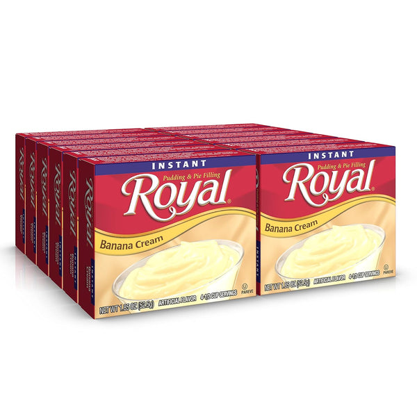 Pack of 12 Royal Instant Pudding Dessert Mix, Banana Cream