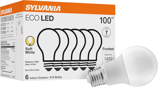 6 Pack 100W Equivalent LED A19 Light Bulbs