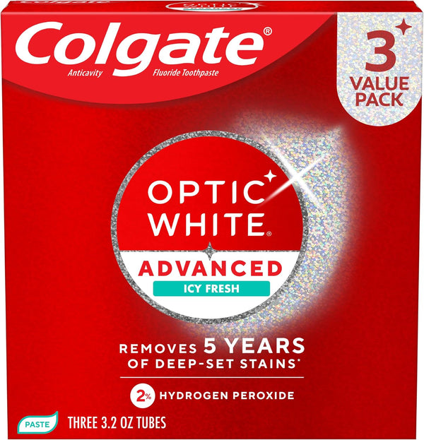 3 Pack Of Colgate Optic White Advanced Hydrogen Peroxide Toothpaste