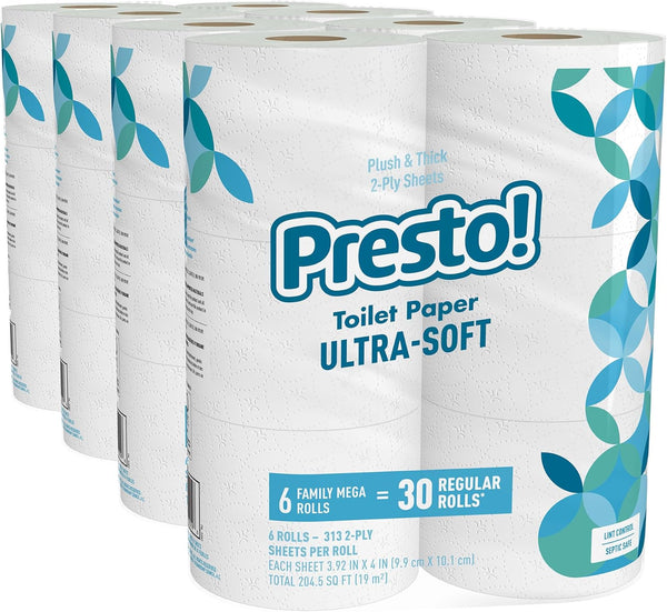 24 Family Mega Rolls Presto! Ultra Soft Toilet Paper