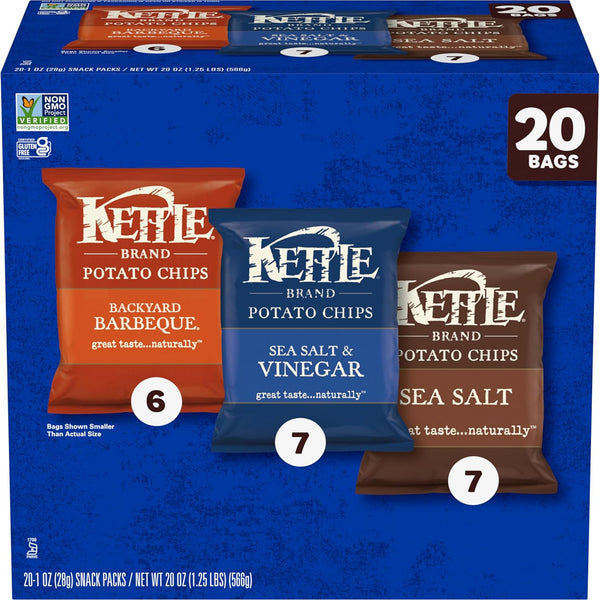 20 Bags Kettle Brand Potato Chips Variety Pack