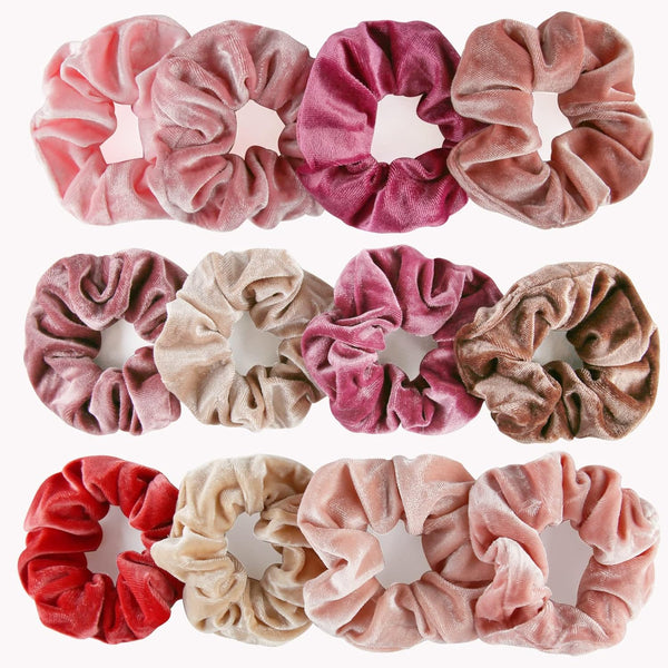 12 Pack Velvet Hair Scrunchies