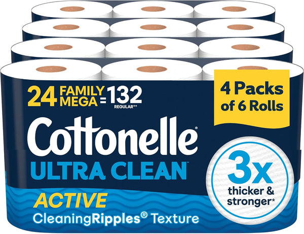 24 Family Mega Rolls (=132 Reg) Cottonelle Toilet Paper