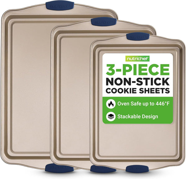NutriChef 3-Piece Nonstick Baking Pans Set