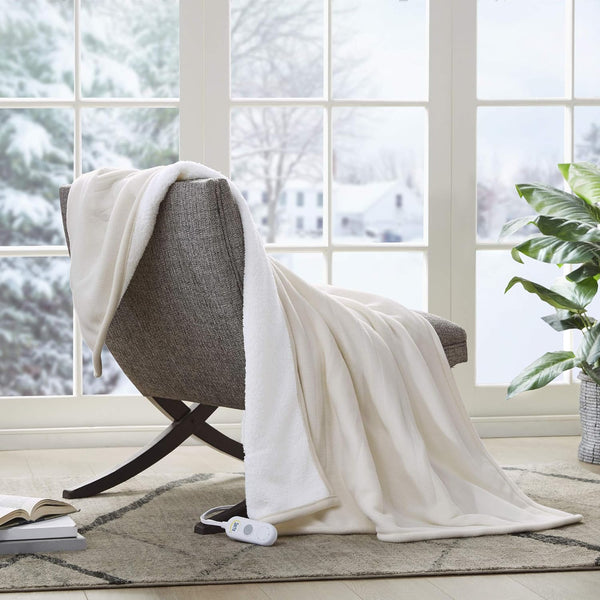 Serta Heated Reversible Fleece to Sherpa